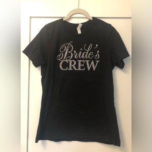 Black w/ jewel “Bride’s Crew” scoop-neck short sleeve T-shirt (size S)